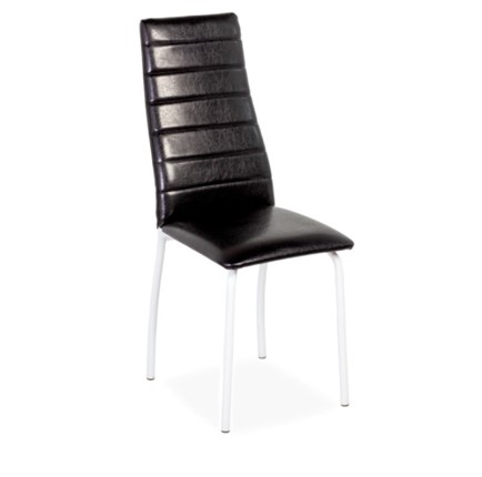 Обеденный стул Волна, прошивка горизонтально, каркас металл белый, Аттика черный в Вологде - изображение