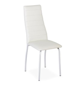 Обеденный стул Волна, прошивка горизонтально, каркас металл белый, экотекс белый в Вологде