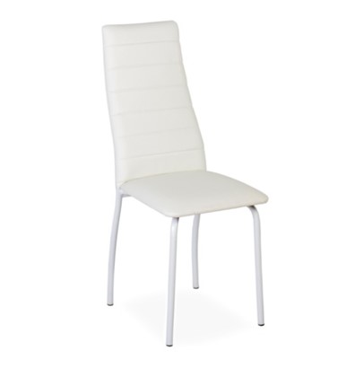 Обеденный стул Волна, прошивка горизонтально, каркас металл белый, экотекс белый в Вологде - изображение