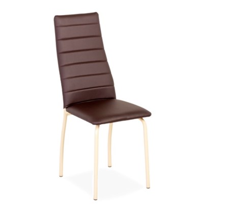 Кухонный стул Волна, прошивка горизонтально, каркас металл бежевый, экотекс шоколад в Вологде - изображение