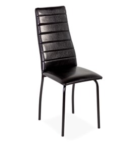 Обеденный стул Волна, прошивка горизонтально, каркас металл черный, Аттика черный в Вологде