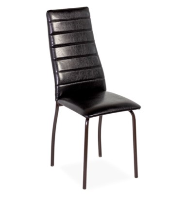 Обеденный стул Волна, прошивка горизонтально, каркас металл коричневый, Аттика черный в Вологде - изображение