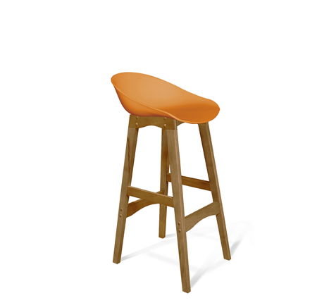 Барный стул SHT-ST19/S65 (оранжевый/светлый орех) в Вологде - изображение