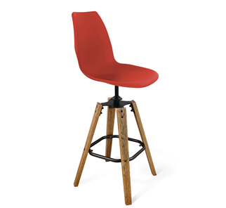 Барный стул SHT-ST29/S93 (красный ral 3020/брашированный коричневый/черный муар) в Вологде - предосмотр