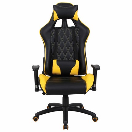 Кресло Brabix GT Master GM-110 (две подушки, экокожа, черное/желтое) 531927 в Вологде - изображение
