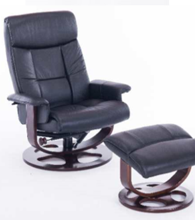 Кресло офисное J6011 для релаксации нат. кожа / дерево, черный в Вологде - изображение
