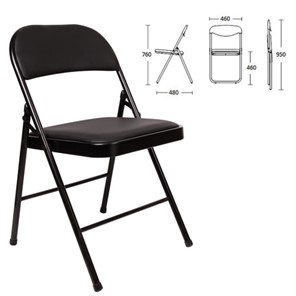 Офисный стул складной Brabix Golf Plus CF-003 Комфорт (черный каркас, кожзам черный) в Вологде - предосмотр