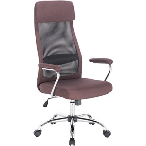 Кресло офисное Brabix Flight EX-540 (хром, ткань, сетка, коричневое) 531849 в Вологде - предосмотр