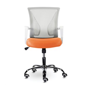 Кресло офисное Brabix Wings MG-306 (пластик белый, хром, сетка, серое/оранжевое) в Вологде - предосмотр