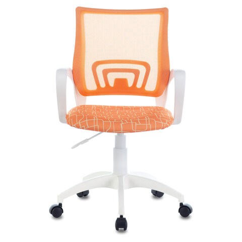 Офисное кресло Brabix Fly MG-396W (с подлокотниками, пластик белый, сетка, оранжевое с рисунком "Giraffe") в Вологде - изображение 2