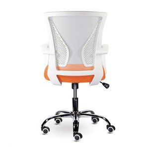 Кресло офисное Brabix Wings MG-306 (пластик белый, хром, сетка, серое/оранжевое) в Вологде - предосмотр 3