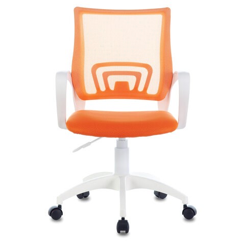 Офисное кресло Brabix Fly MG-396W (с подлокотниками, пластик белый, сетка, оранжевое) в Вологде - изображение 1