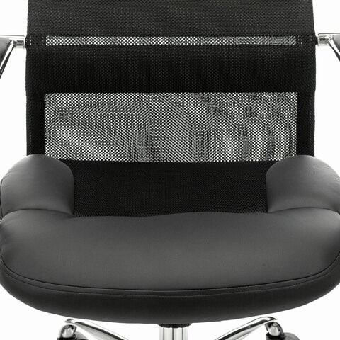 Офисное кресло Brabix Premium Stalker EX-608 CH (хром, ткань-сетка/кожзам, черное) 532091 в Вологде - изображение 6