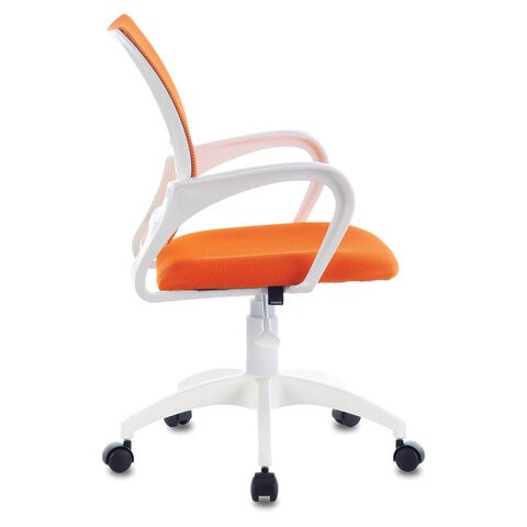 Офисное кресло Brabix Fly MG-396W (с подлокотниками, пластик белый, сетка, оранжевое) в Вологде - изображение 2