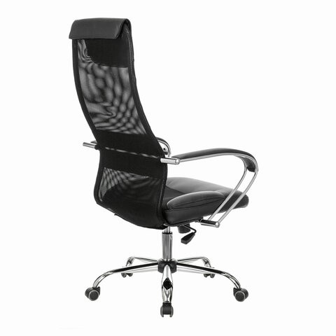 Офисное кресло Brabix Premium Stalker EX-608 CH (хром, ткань-сетка/кожзам, черное) 532091 в Вологде - изображение 9