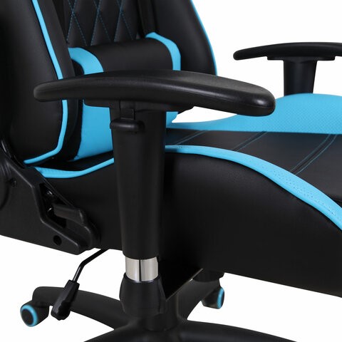 Компьютерное кресло Brabix GT Master GM-110 (две подушки, экокожа, черное/голубое) 531928 в Вологде - изображение 9