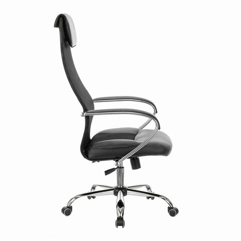 Офисное кресло Brabix Premium Stalker EX-608 CH (хром, ткань-сетка/кожзам, черное) 532091 в Вологде - изображение 8