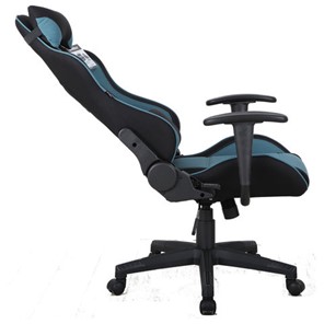 Кресло компьютерное Brabix GT Racer GM-100 (две подушки, ткань, черное/голубое) в Вологде - предосмотр 3