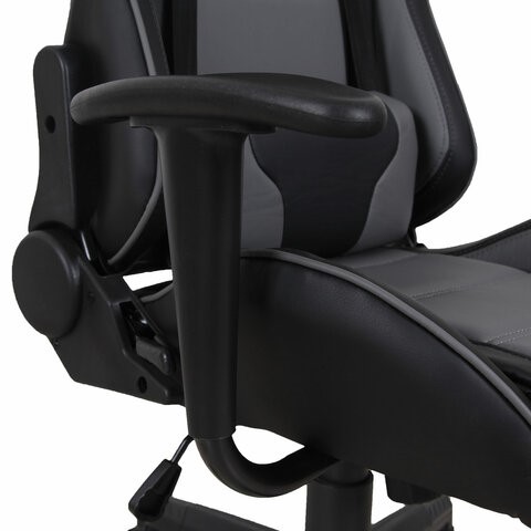 Кресло компьютерное Brabix GT Racer GM-100 (две подушки, экокожа, черное/серое) 531926 в Вологде - изображение 9