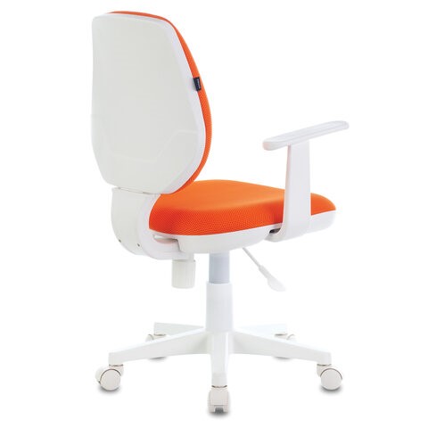 Кресло компьютерное Brabix Fancy MG-201W (с подлокотниками, пластик белый, оранжевое) в Вологде - изображение 2