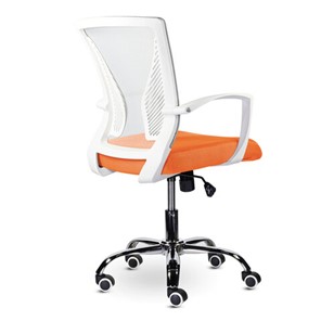 Кресло офисное Brabix Wings MG-306 (пластик белый, хром, сетка, серое/оранжевое) в Вологде - предосмотр 2