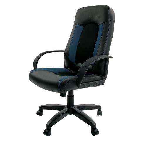 Компьютерное кресло Brabix Strike EX-525 (экокожа черная/синяя, ткань серая, TW) в Вологде - изображение 3