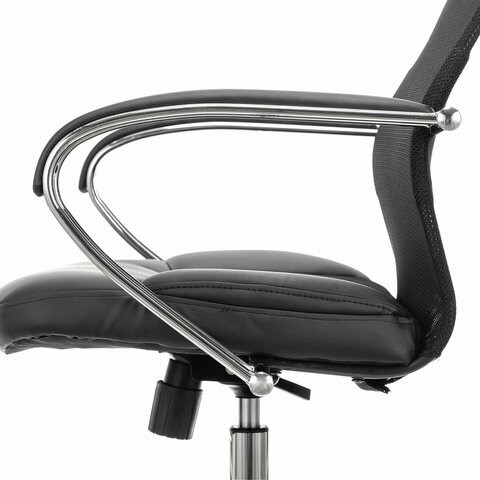 Офисное кресло Brabix Premium Stalker EX-608 CH (хром, ткань-сетка/кожзам, черное) 532091 в Вологде - изображение 2