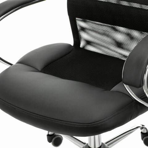 Офисное кресло Brabix Premium Stalker EX-608 CH (хром, ткань-сетка/кожзам, черное) 532091 в Вологде - изображение 5