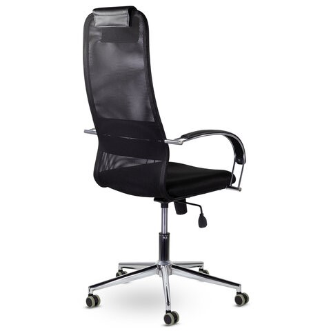 Офисное кресло Brabix Premium Pilot EX-610 CH (хром, ткань-сетка, черное) 532417 в Вологде - изображение 3