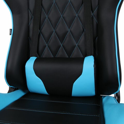 Компьютерное кресло Brabix GT Master GM-110 (две подушки, экокожа, черное/голубое) 531928 в Вологде - изображение 7