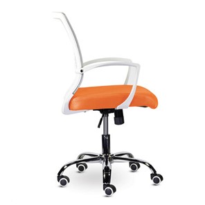 Кресло офисное Brabix Wings MG-306 (пластик белый, хром, сетка, серое/оранжевое) в Вологде - предосмотр 1