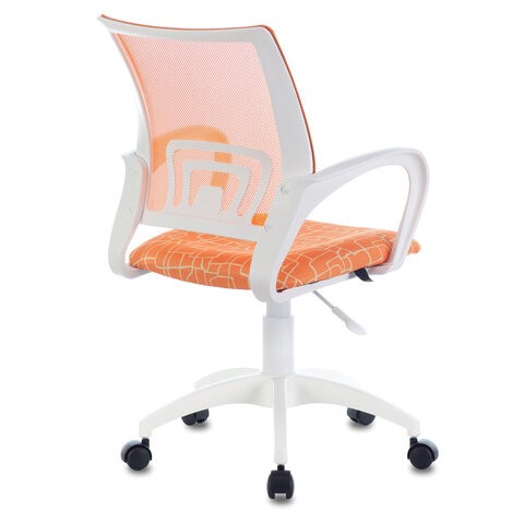Офисное кресло Brabix Fly MG-396W (с подлокотниками, пластик белый, сетка, оранжевое с рисунком "Giraffe") в Вологде - изображение 1