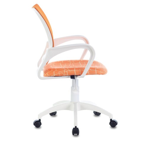 Офисное кресло Brabix Fly MG-396W (с подлокотниками, пластик белый, сетка, оранжевое с рисунком "Giraffe") в Вологде - изображение 3