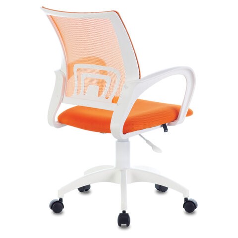 Офисное кресло Brabix Fly MG-396W (с подлокотниками, пластик белый, сетка, оранжевое) в Вологде - изображение 3
