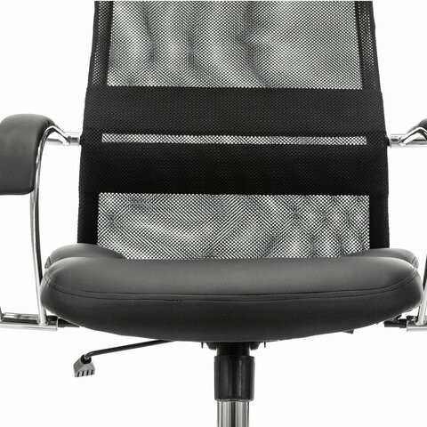 Офисное кресло Brabix Premium Stalker EX-608 CH (хром, ткань-сетка/кожзам, черное) 532091 в Вологде - изображение 7