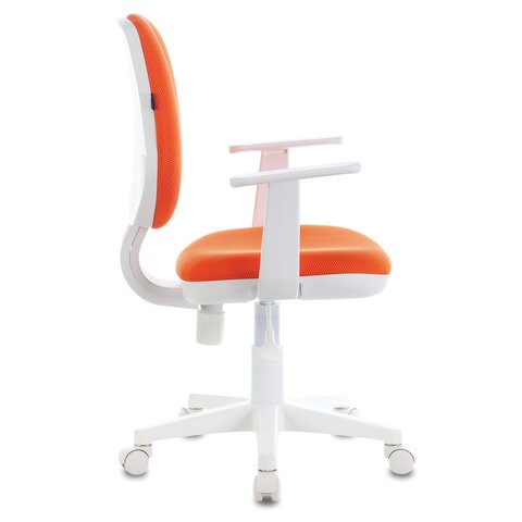 Кресло компьютерное Brabix Fancy MG-201W (с подлокотниками, пластик белый, оранжевое) в Вологде - изображение 1