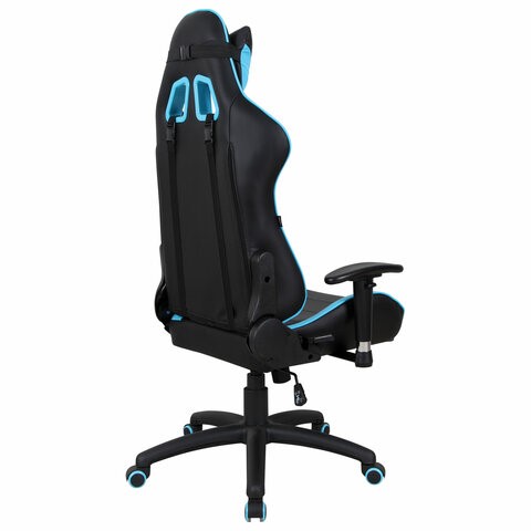 Компьютерное кресло Brabix GT Master GM-110 (две подушки, экокожа, черное/голубое) 531928 в Вологде - изображение 2