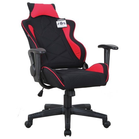 Компьютерное кресло Brabix GT Racer GM-100 (подушка, ткань, черное/красное) в Вологде - изображение 1