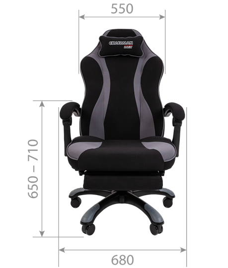 Кресло игровое CHAIRMAN GAME 35 с выдвижной подставкой для ног Ткань  черная / Ткань красная в Вологде - изображение 7