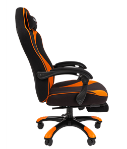Кресло игровое CHAIRMAN GAME 35 с выдвижной подставкой для ног Ткань черная / Ткань оранжевая в Вологде - предосмотр 2