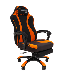 Кресло игровое CHAIRMAN GAME 35 с выдвижной подставкой для ног Ткань черная / Ткань оранжевая в Вологде - предосмотр