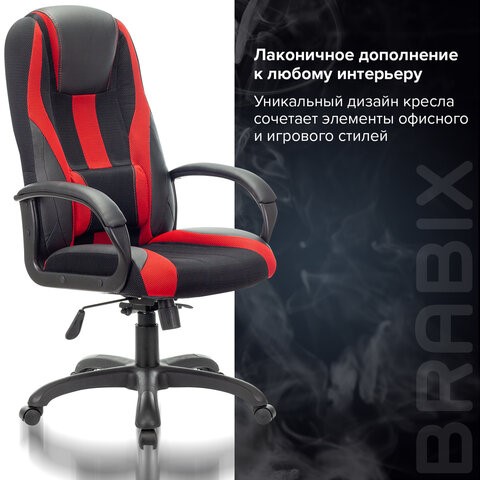 Компьютерное кресло Brabix Premium Rapid GM-102 (экокожа/ткань, черное/красное) 532107 в Вологде - изображение 8