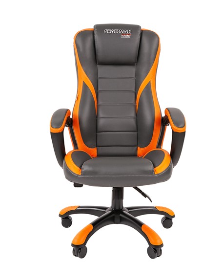 Кресло CHAIRMAN GAME 22 эко кожа, серый/оранжевый в Вологде - изображение 3