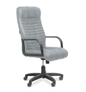 Офисное кресло для руководителя Атлант, экокожа премиум / светло-серая CN1132 в Вологде