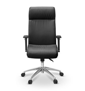 Кресло в офис Dark (подлокотники 3D) натуральная кожа с компаньоном / черная в Вологде