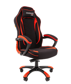 Кресло игровое CHAIRMAN GAME 28 Полиэстер комбинированная ткань красный/черный в Вологде - предосмотр
