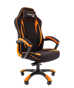 Кресло игровое CHAIRMAN GAME 28 Полиэстер комбинированная ткань оранжевый/черный в Вологде