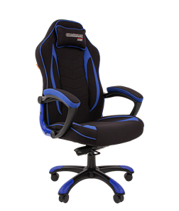 Кресло игровое CHAIRMAN GAME 28 Полиэстер комбинированная ткань синий/черный в Вологде - предосмотр