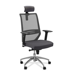 Кресло офисное Aero lux с подголовником, сетка/ткань Сахара / серая/серая в Вологде