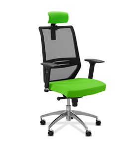 Кресло для руководителя Aero lux с подголовником, сетка/ткань TW / черная/ салатовая в Вологде